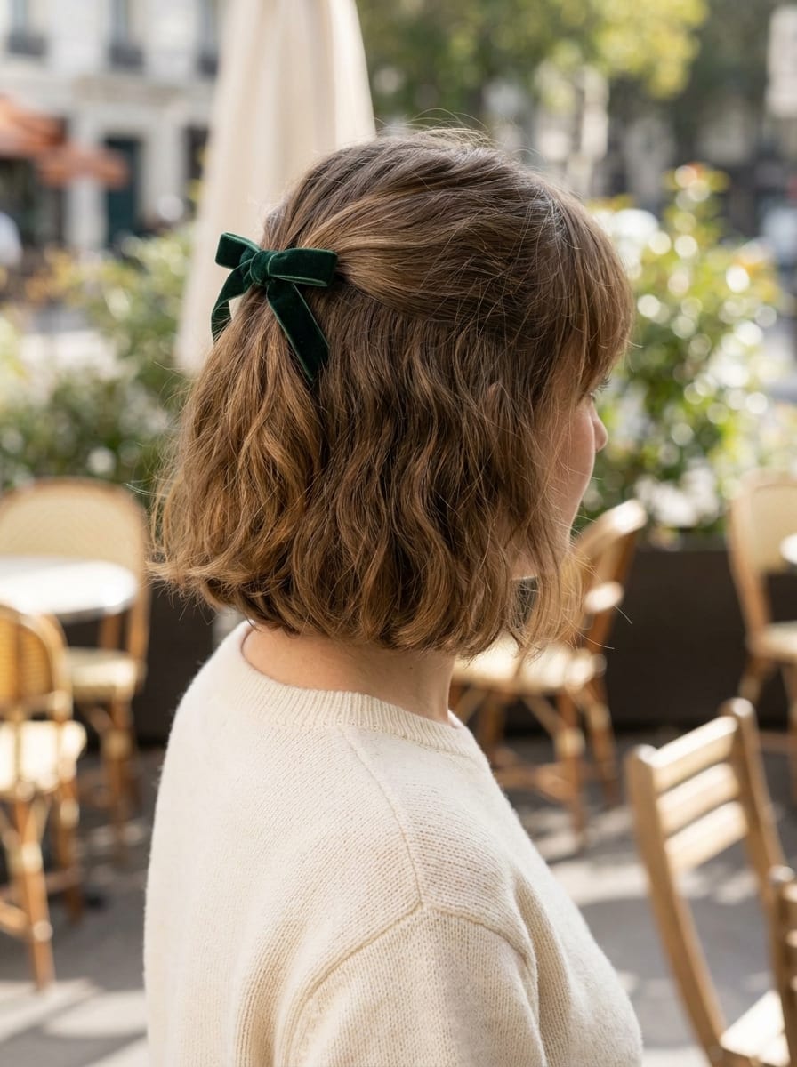 Kurzer Bob mit Schleife - Oktoberfest Frisur für kurze Haare